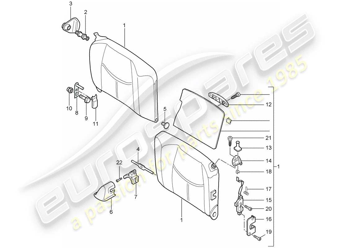porsche 997 gen. 2 (2012) emergency seat backrest part diagram