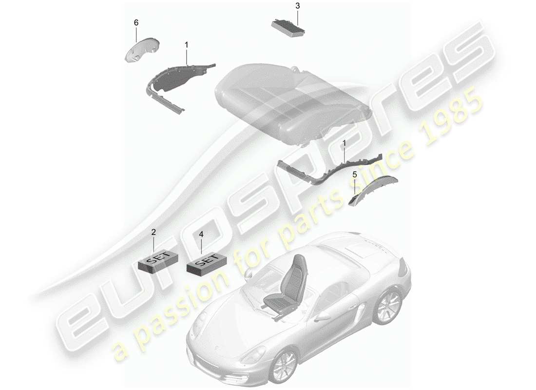 porsche boxster 981 (2012) padding for seat part diagram