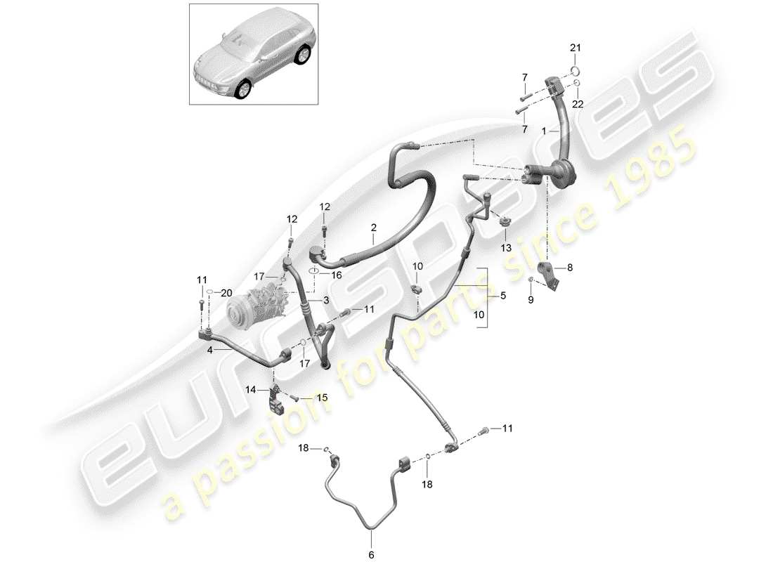 porsche macan (2018) refrigerant circuit part diagram