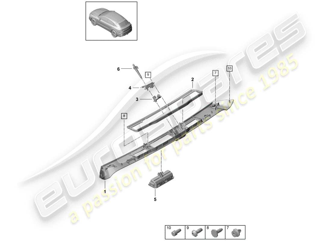 porsche cayenne e3 (2019) rear trunk lid part diagram