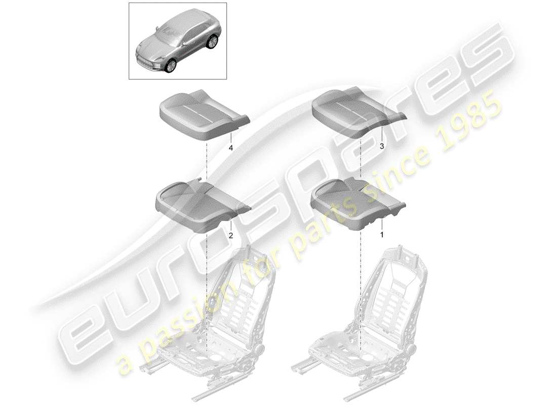 porsche macan (2020) foam part part diagram