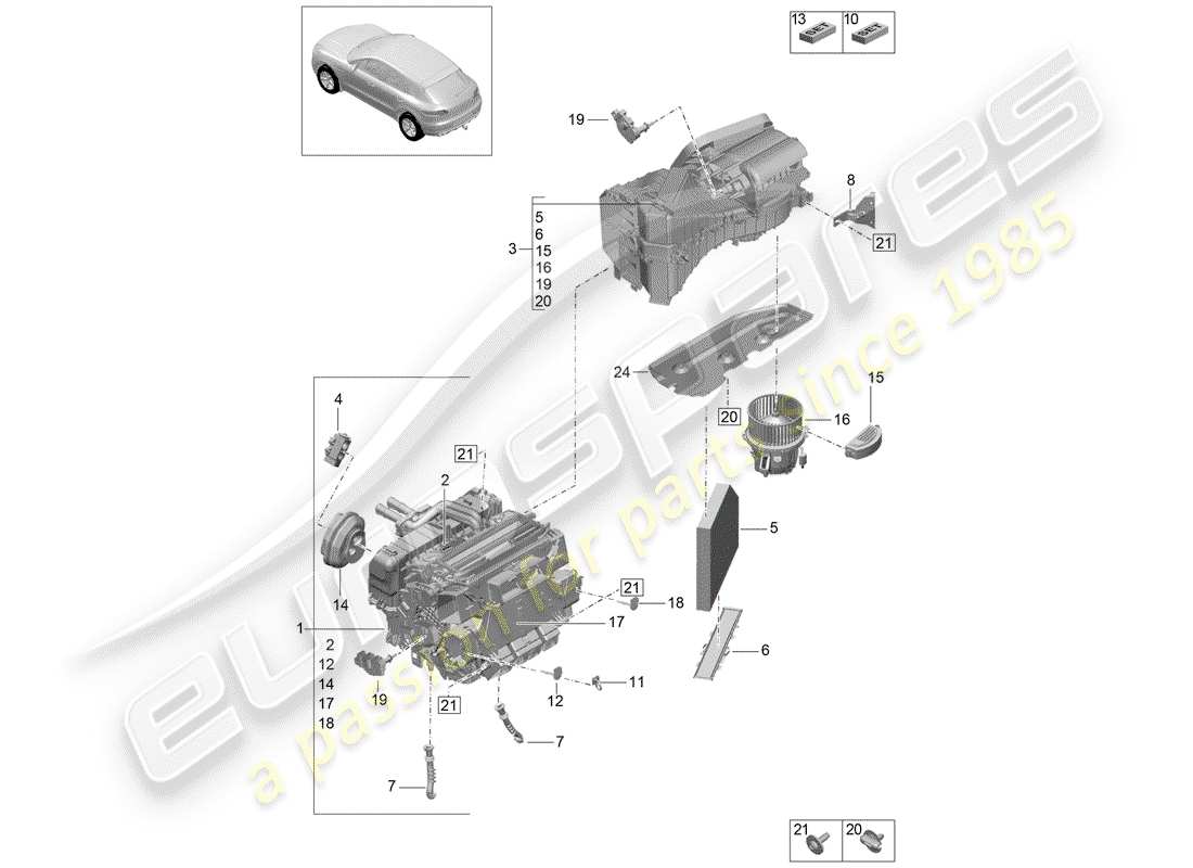 porsche macan (2015) air conditioner parts diagram