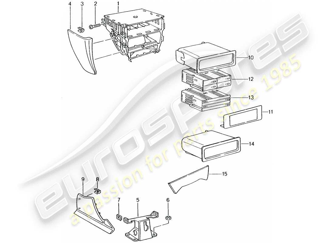 porsche 996 (2000) center console part diagram