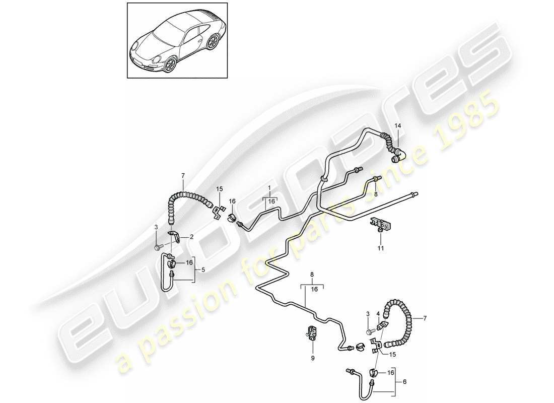 porsche 997 gen. 2 (2012) brake line part diagram