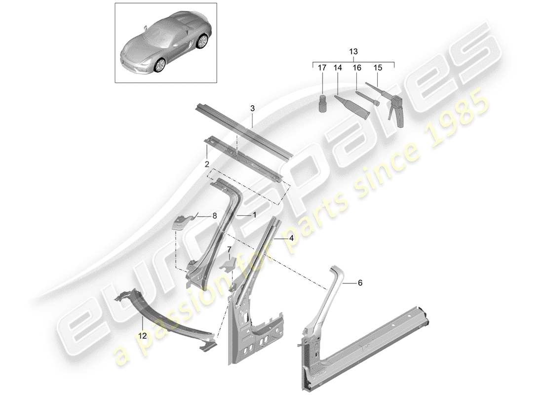 porsche 2016 cowl part diagram