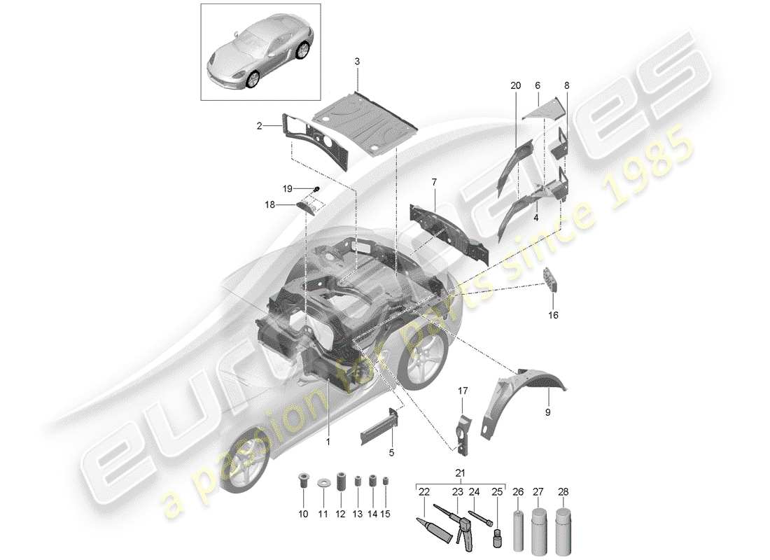 porsche 718 cayman (2017) rear end parts diagram