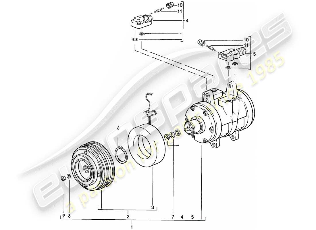 porsche 944 (1983) compressor parts diagram