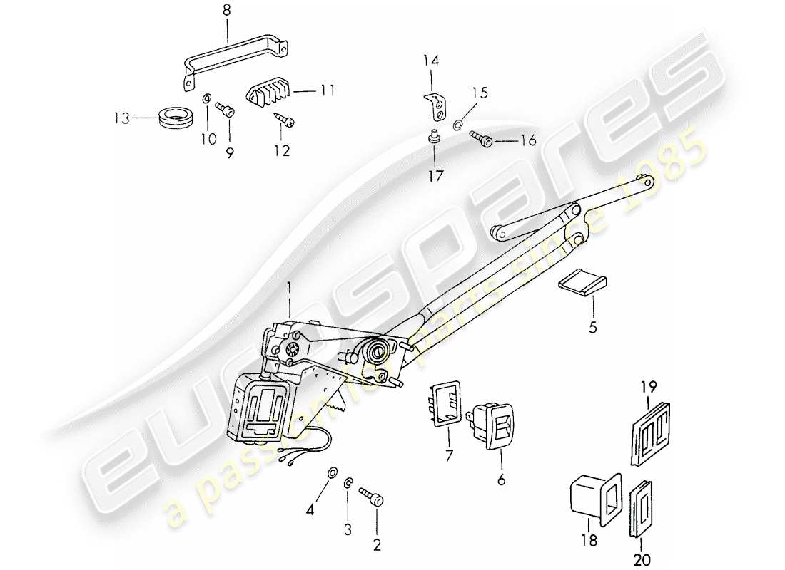 porsche 911 (1972) window regulator - electric part diagram