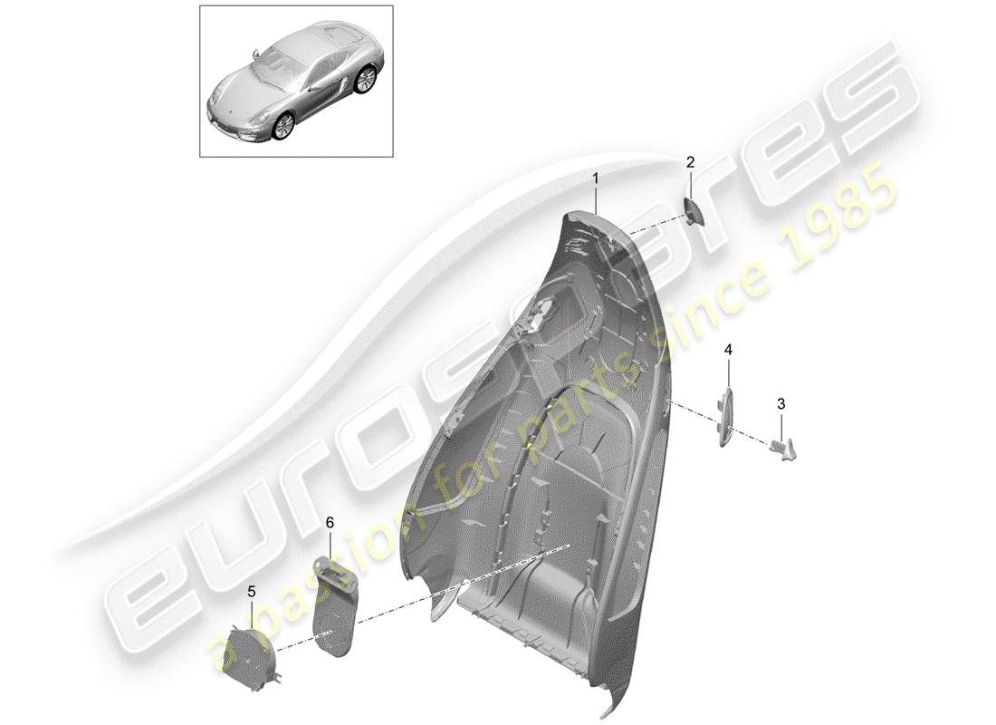 porsche cayman 981 (2016) backrest shell parts diagram