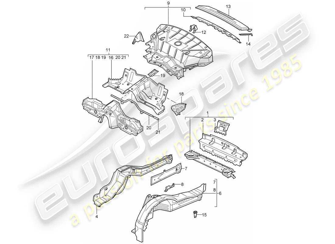 porsche 996 (2000) rear end part diagram