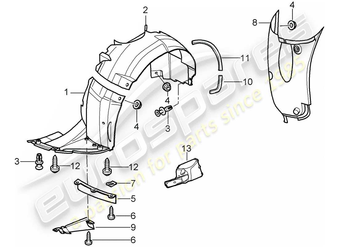 porsche 996 gt3 (2003) trims - for - wheel housing part diagram