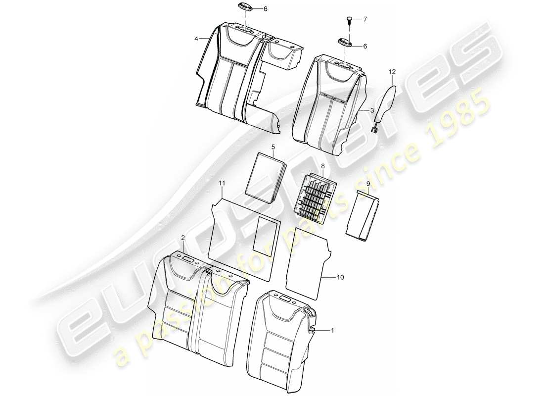 porsche cayenne (2006) backrest covers part diagram