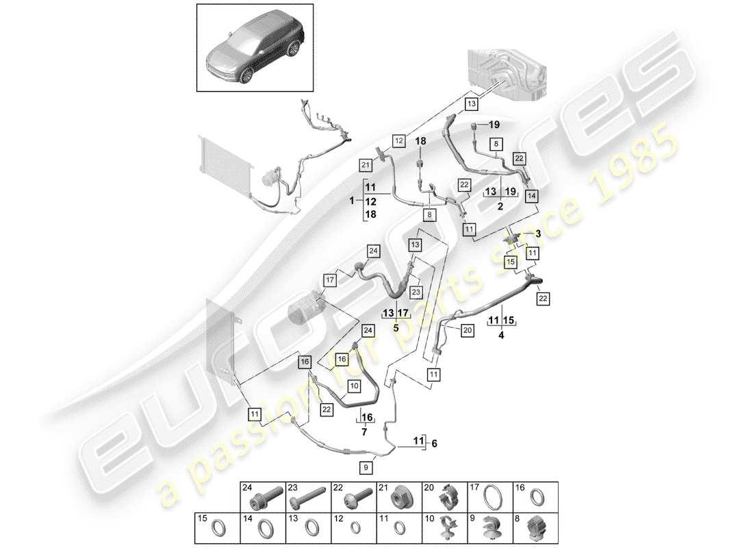 porsche cayenne e3 (2018) air conditioner parts diagram