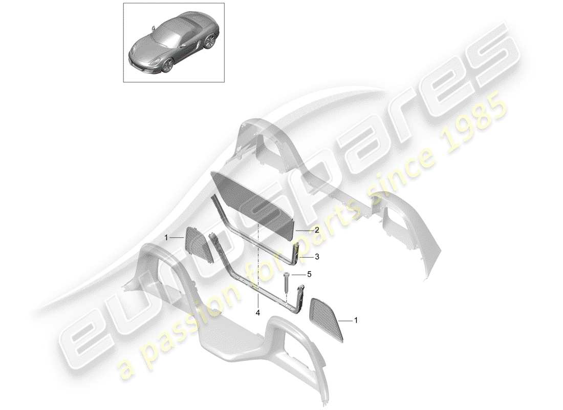 porsche boxster 981 (2013) windscreen parts diagram