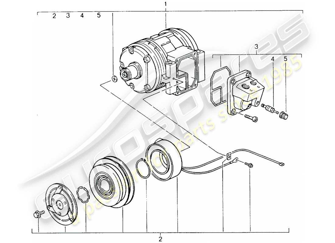 porsche 964 (1992) compressor part diagram