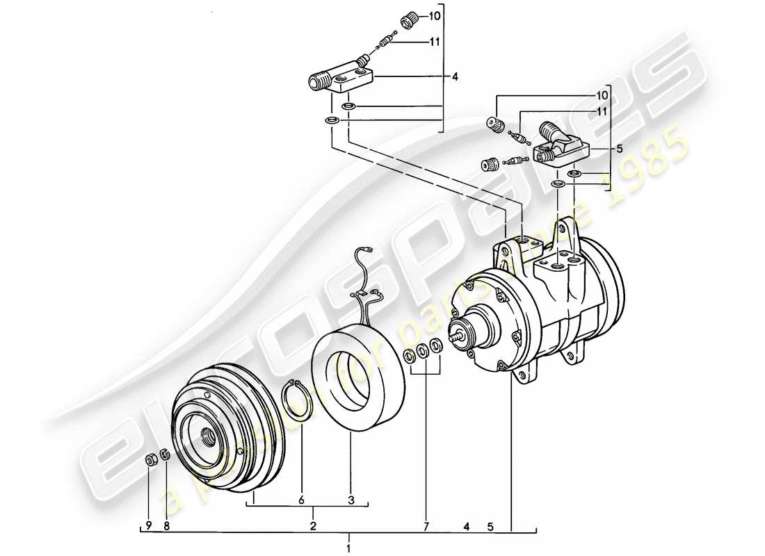 porsche 928 (1985) compressor parts diagram