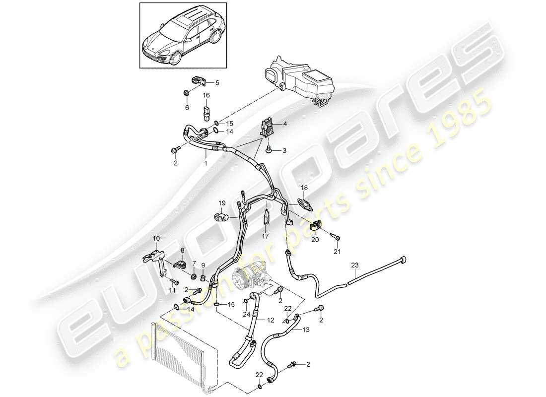 porsche cayenne e2 (2016) refrigerant circuit parts diagram
