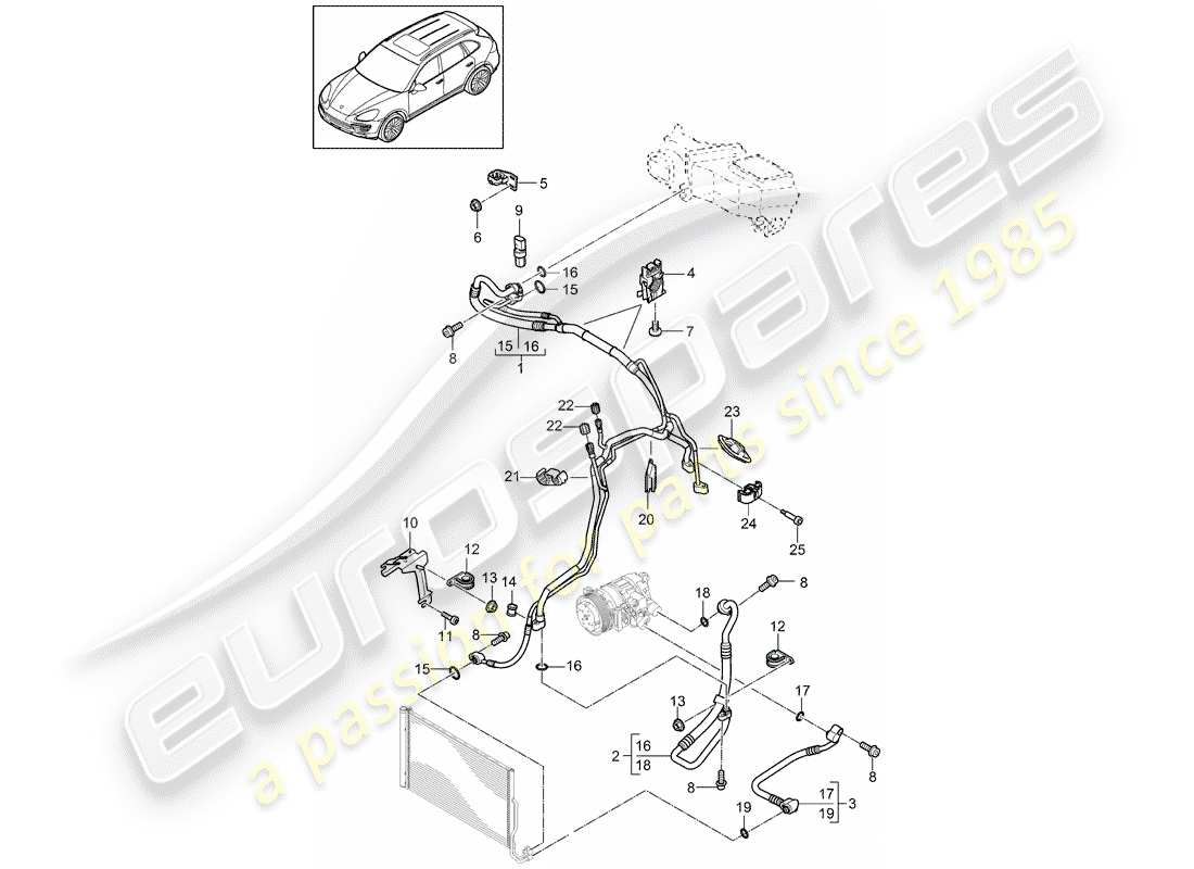 porsche cayenne e2 (2012) refrigerant circuit parts diagram