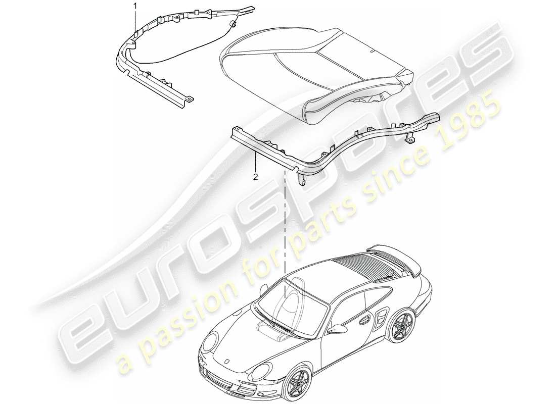 porsche 997 t/gt2 (2007) cushion carrier part diagram