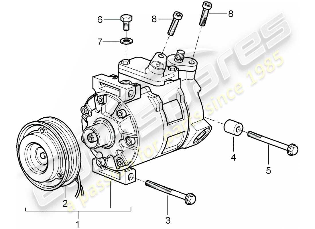 porsche 997 t/gt2 (2007) compressor part diagram