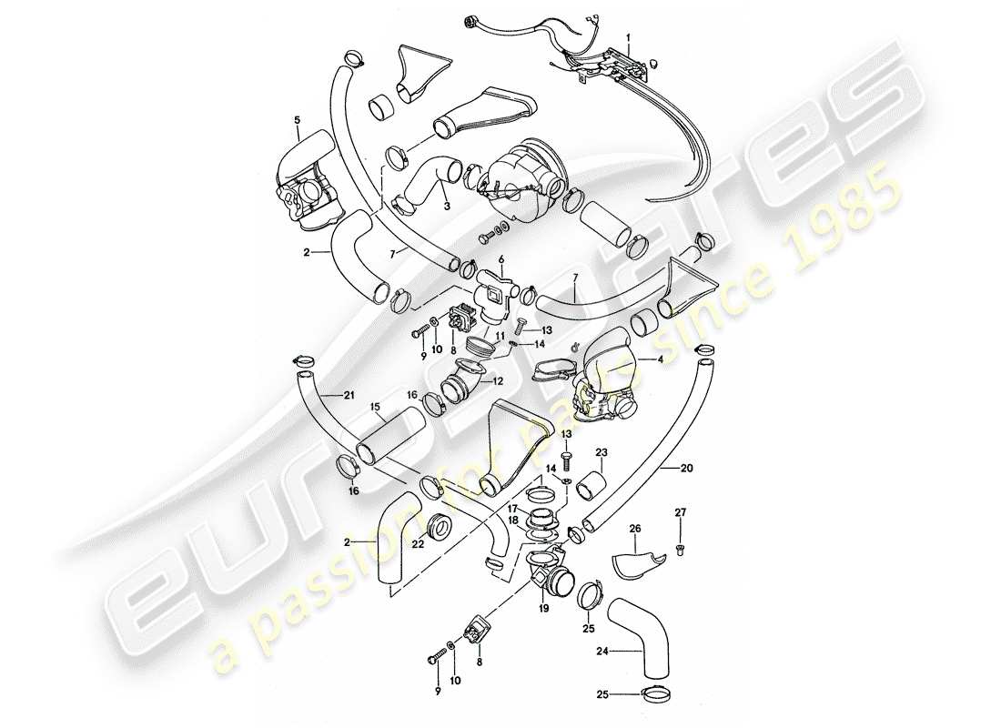 porsche 911 turbo (1977) air conditioner - cooling air duct part diagram