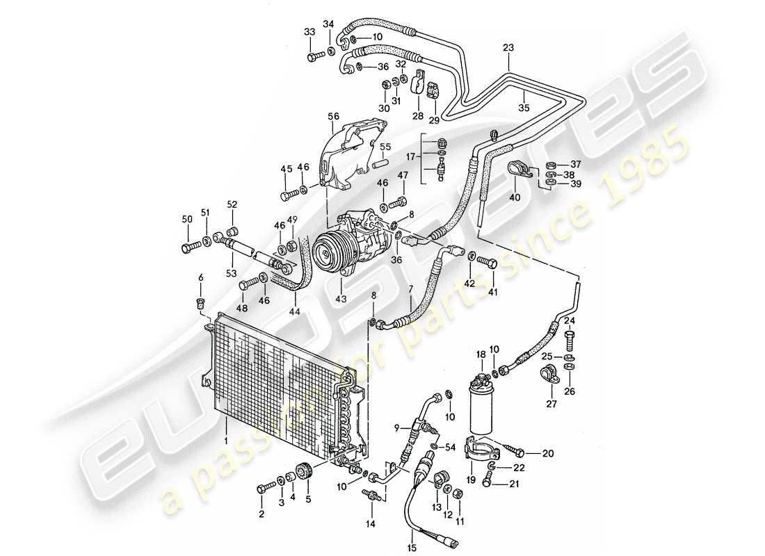 porsche 944 (1989) refrigerant circuit part diagram