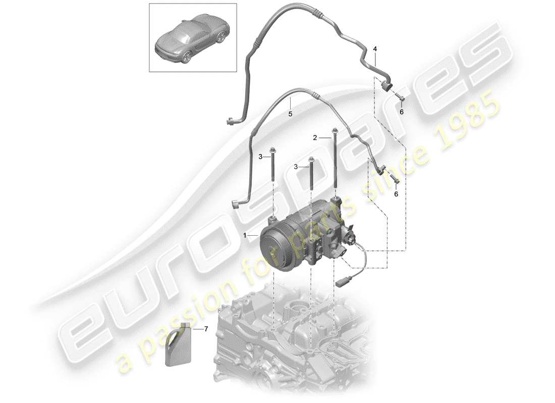 porsche boxster 981 (2012) compressor part diagram