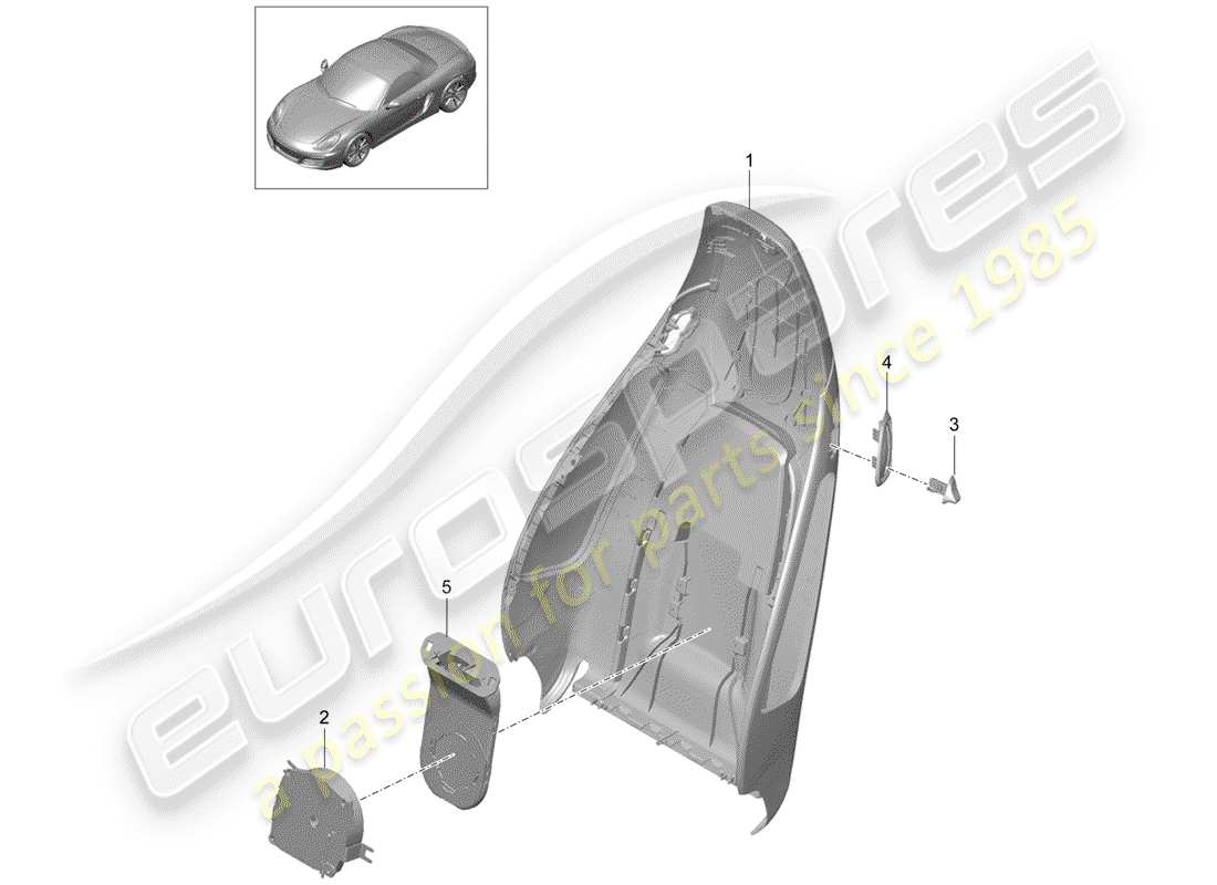 porsche boxster 981 (2012) backrest shell part diagram