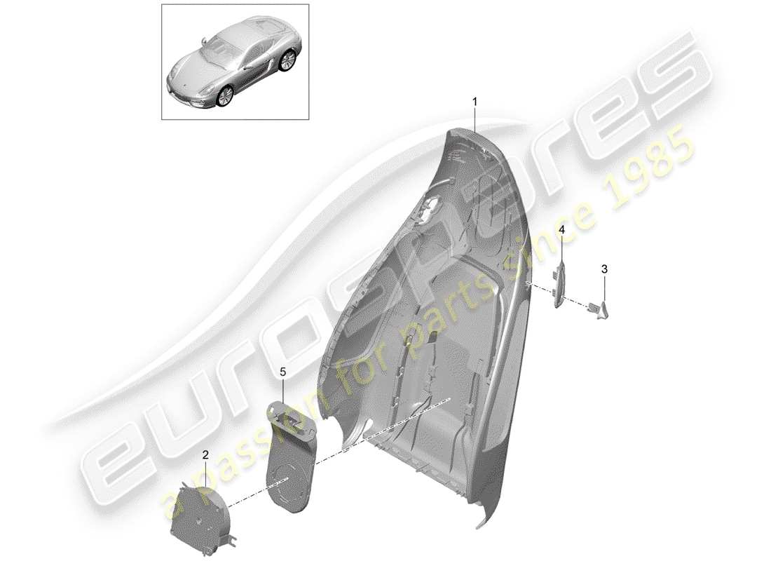 porsche cayman 981 (2016) backrest shell part diagram