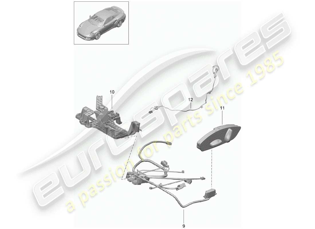 porsche 991 t/gt2rs wiring harnesses part diagram