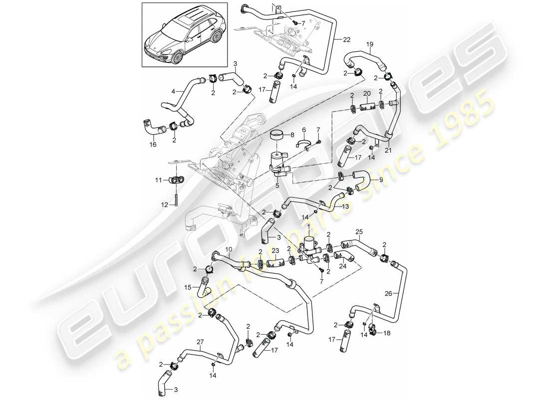 porsche cayenne e2 (2018) hose part diagram