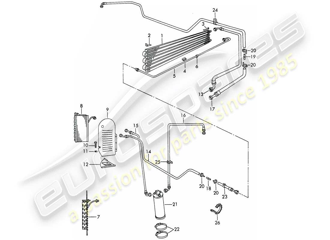 porsche 911/912 (1967) refrigerant circuit - air conditioner - d >> - mj 1968 part diagram