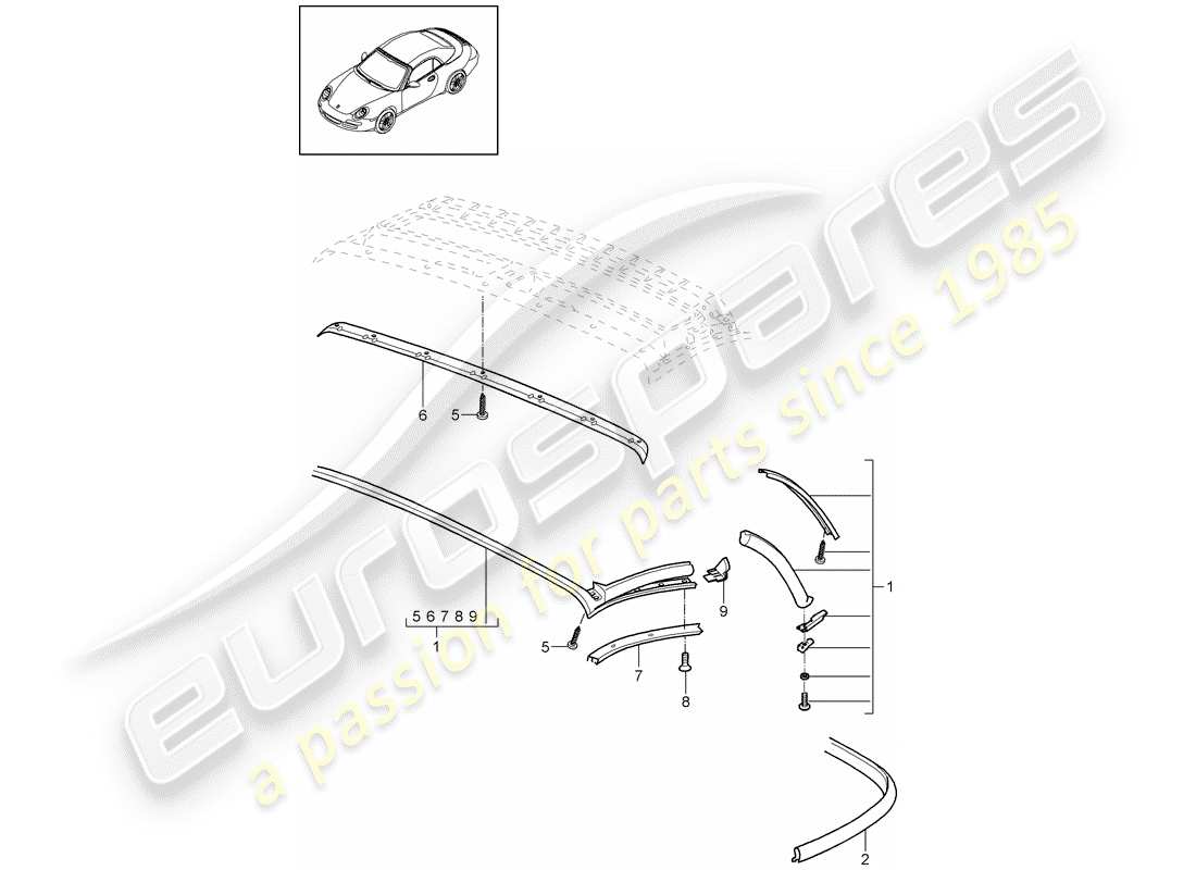 porsche 997 gen. 2 (2012) convertible top part diagram
