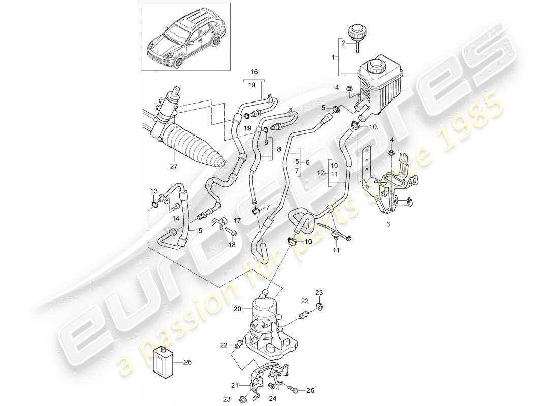 porsche cayenne e2 (2012) power steering part diagram