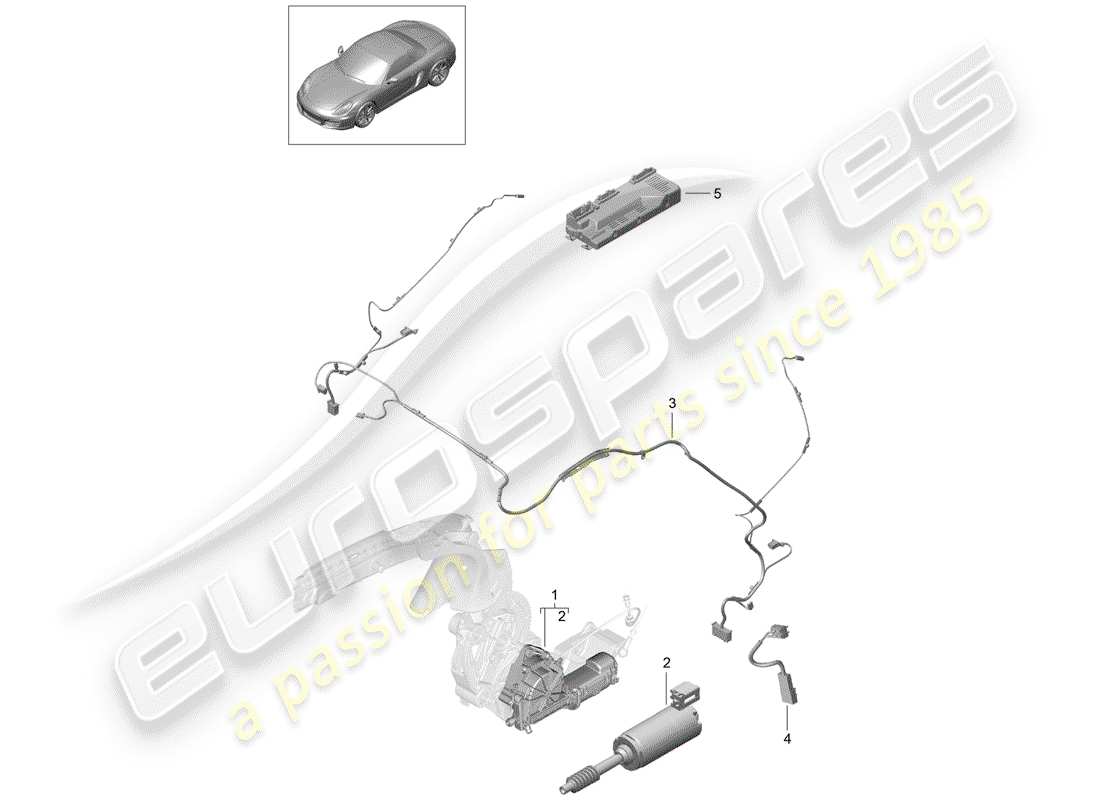 porsche boxster 981 (2013) convertible top parts diagram