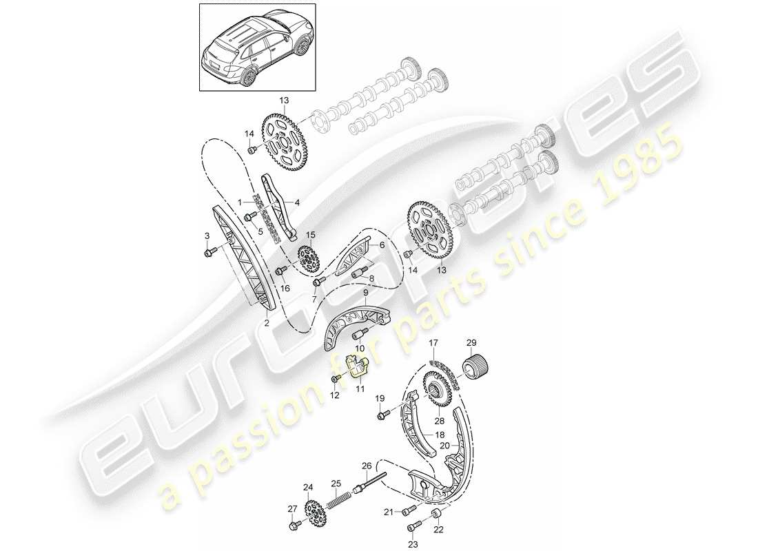 porsche cayenne e2 (2012) timing chain part diagram