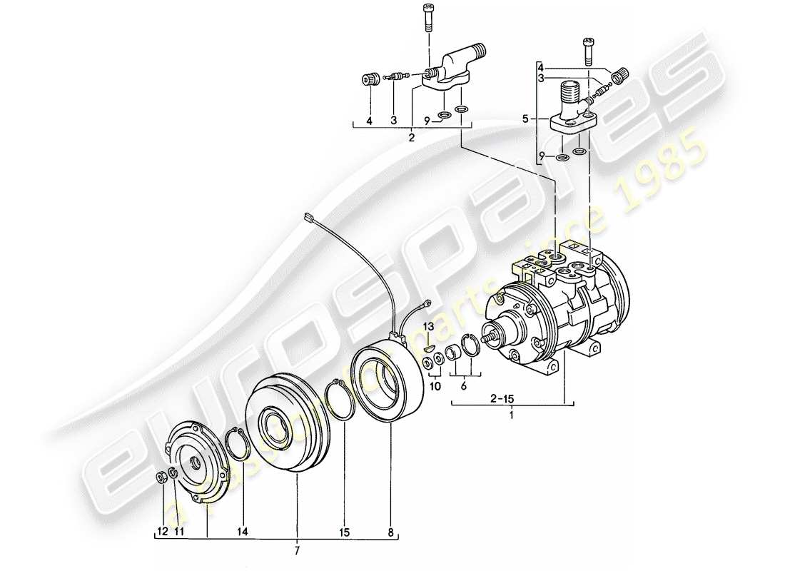 porsche 1985 (911) compressor parts diagram