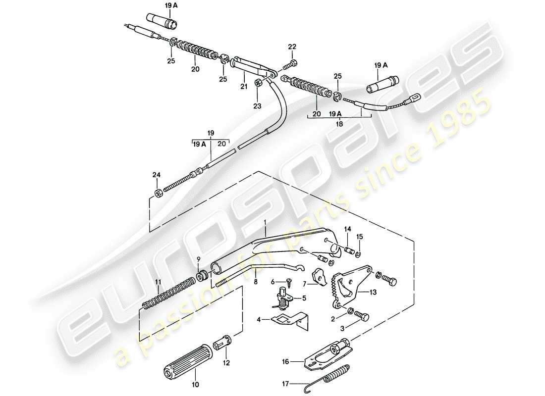 porsche 924s (1988) hand brake lever part diagram