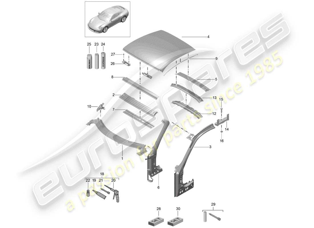 porsche 991 gen. 2 (2019) cowl part diagram