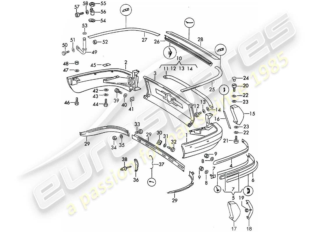 porsche 911/912 (1966) bumper - d - mj 1969>> parts diagram