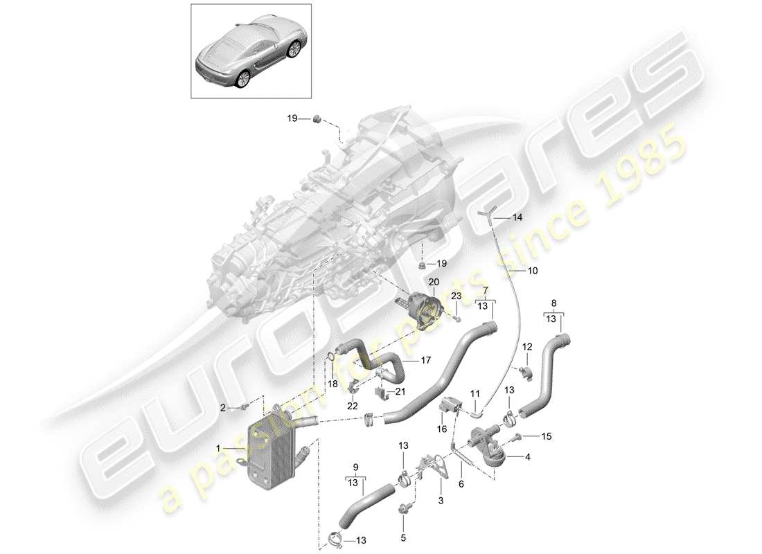 porsche cayman 981 (2014) manual gearbox part diagram