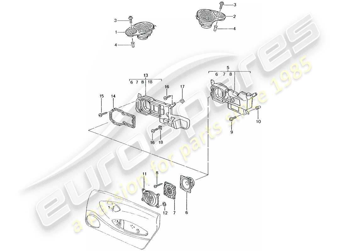 porsche 996 (2000) loudspeaker - loudspeaker - m 680/mj.02- - see main and sub-group: - 9/11/06 part diagram