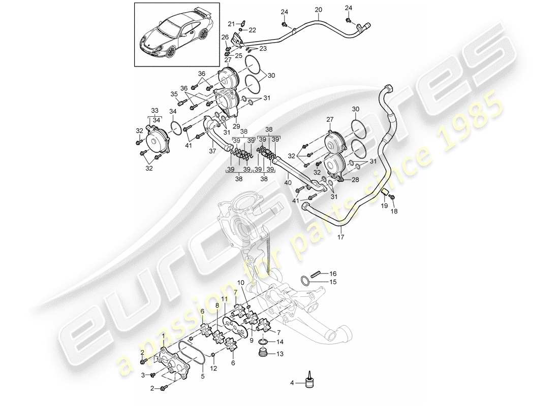 porsche 997 gt3 (2007) oil supply parts diagram