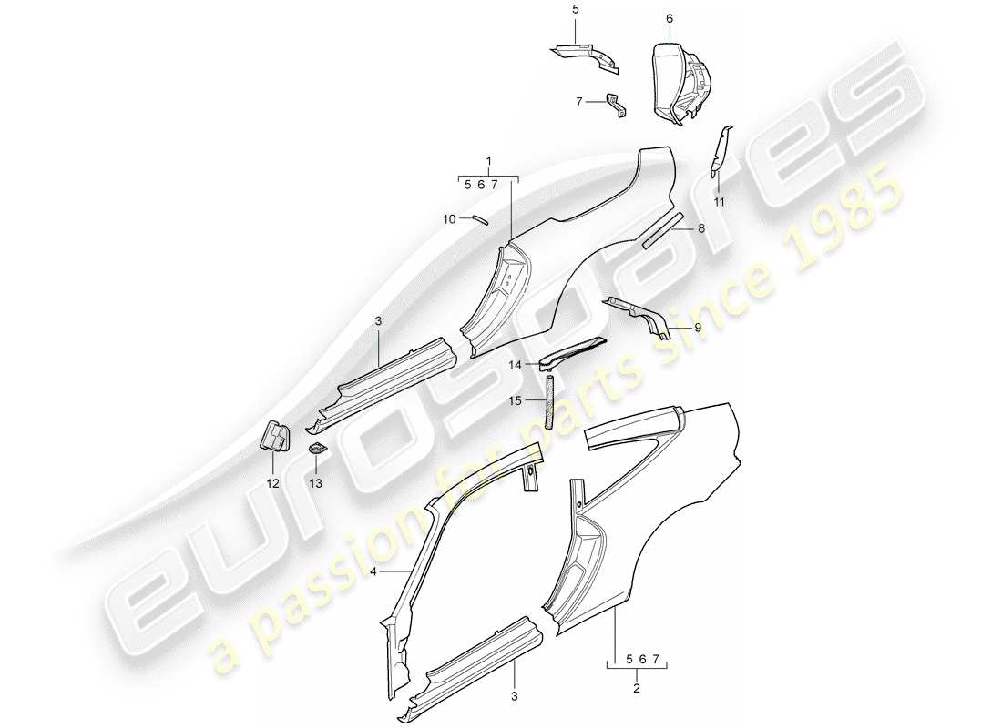 porsche 996 (2004) side panel parts diagram