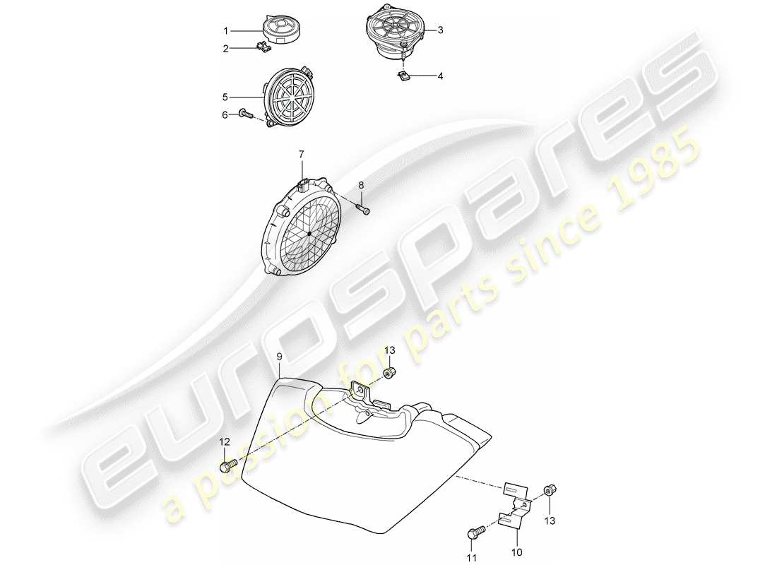 porsche cayman 987 (2006) loudspeaker parts diagram