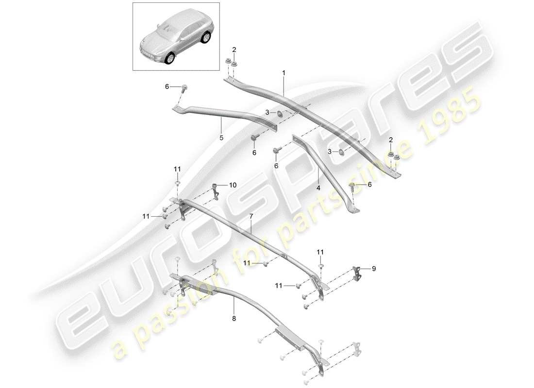 porsche macan (2014) cross support part diagram