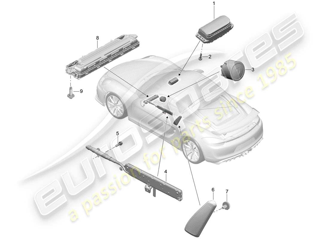 porsche 2016 airbag part diagram