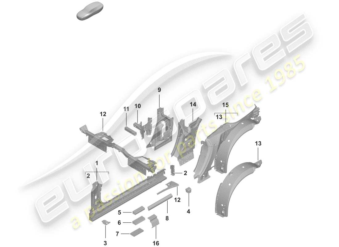 porsche 992 (2020) sill part diagram