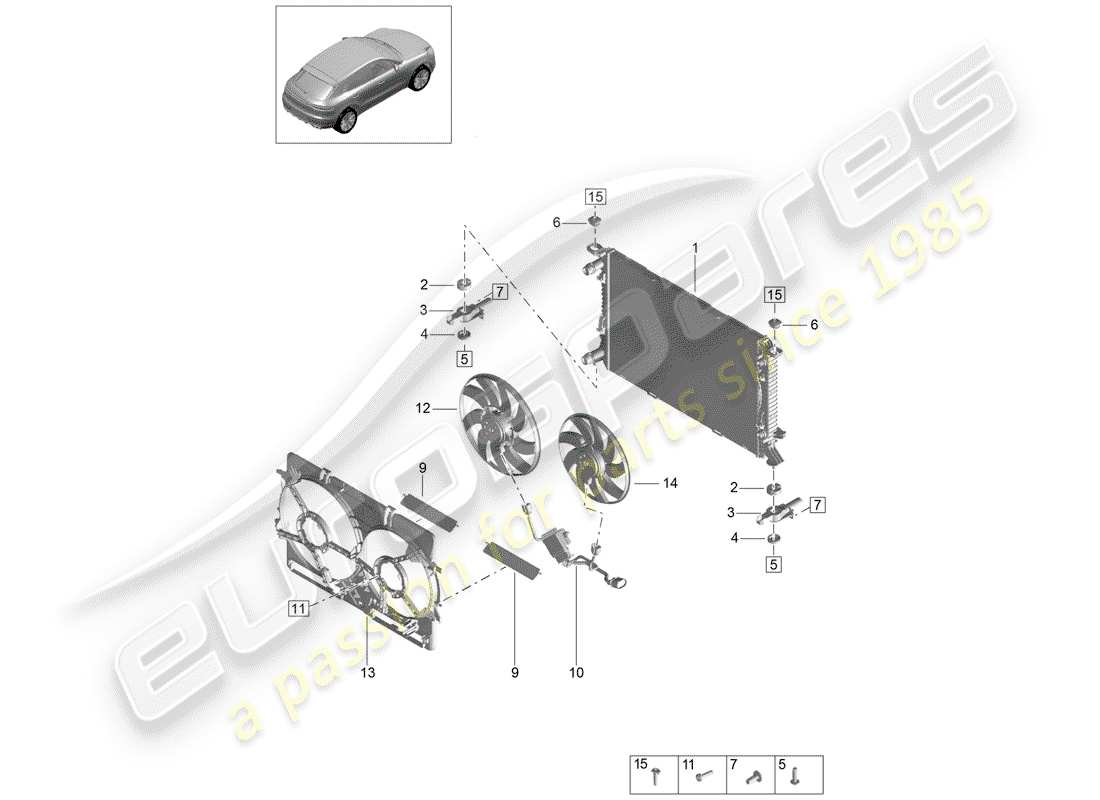 porsche macan (2020) water cooling part diagram