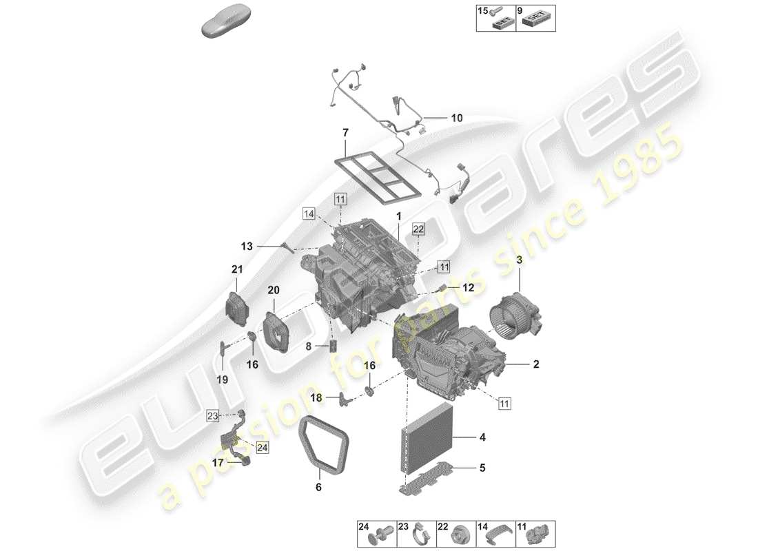 porsche 992 (2020) air conditioner part diagram